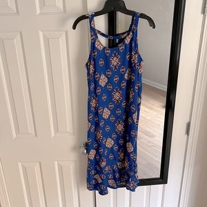 Wedding guest dress royal blue with warm colored details